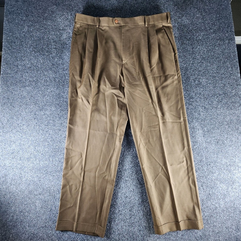 Zanella Bennett Mens 38 Dress Pants Super 120s Wool Pleated Cuffed Italy Brown